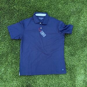 CREMEUX Mens Navy Blue Cotton Blend Short Sleeve Polo Shirt Size L